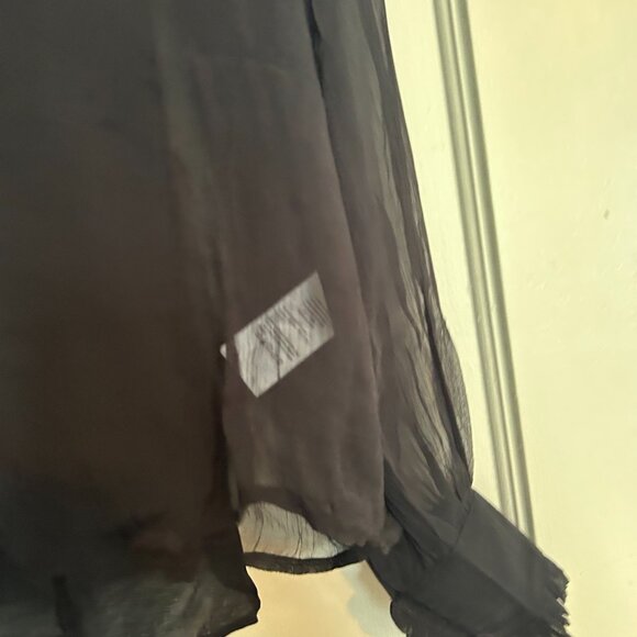 J. Crew Black Ruffle button-up shirt in crinkle chiffon - Size 0 - NWT - Picture 7 of 13